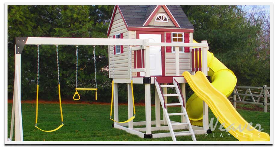 kids playhouse swing set
